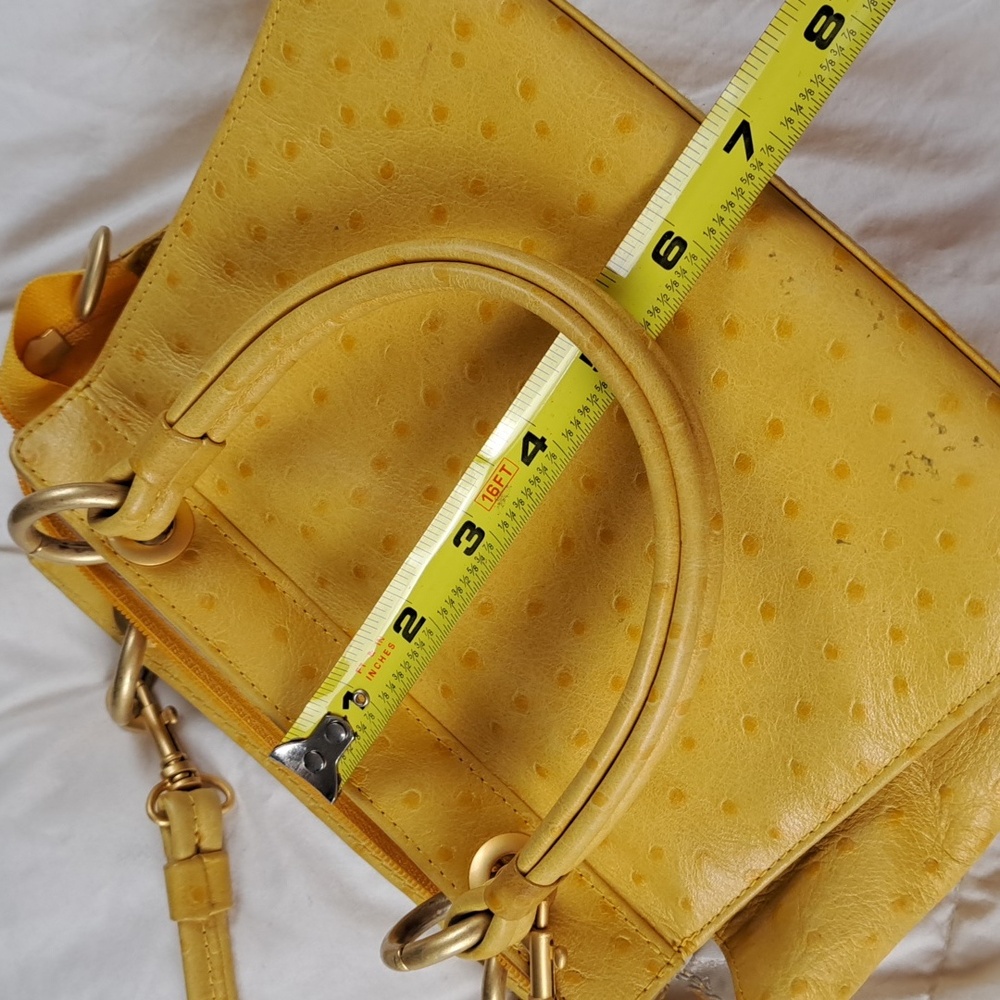 Ostrich Leather Ganson Vintage 70's Yellow Handbag Purse Shoulder Bag - Picture 12 of 12